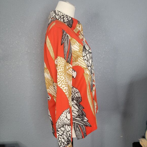 Vintage Hamilton Dallas Parrot Print Button Down Shirt Small Red Orange Gold Bir - Picture 7 of 16